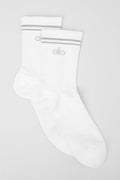 Unisex Half-Crew Performance Sock - White