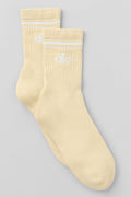 Unisex Half-Crew Throwback Sock - Candlelight Yellow/White