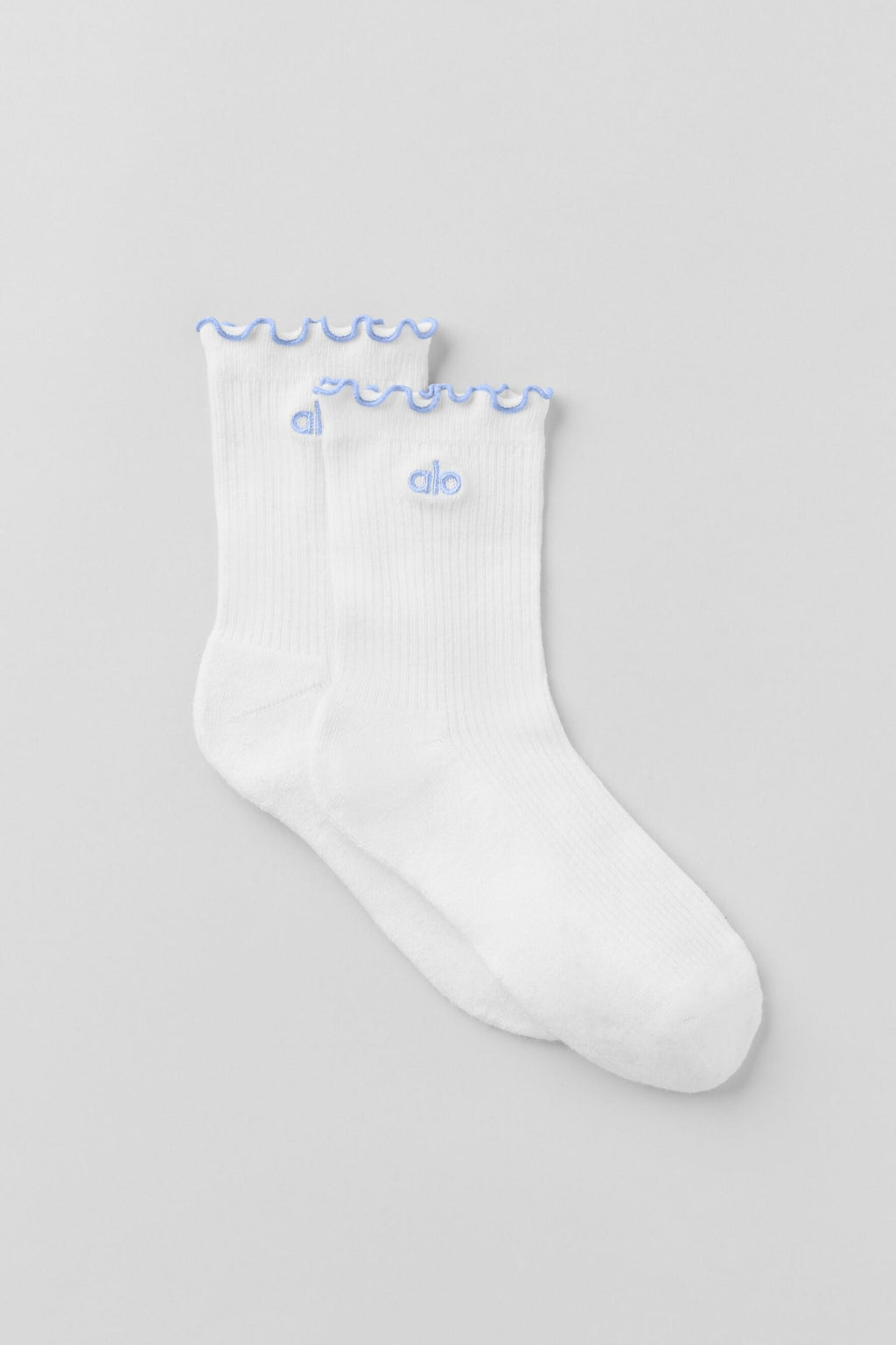 Women's Lettuce Edge Sock - White/Light Provence Blue