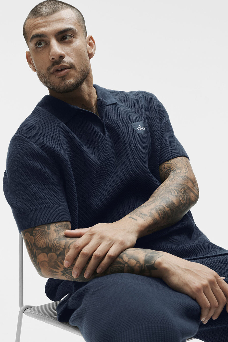 Sports Club Sweater Knit Polo - Navy