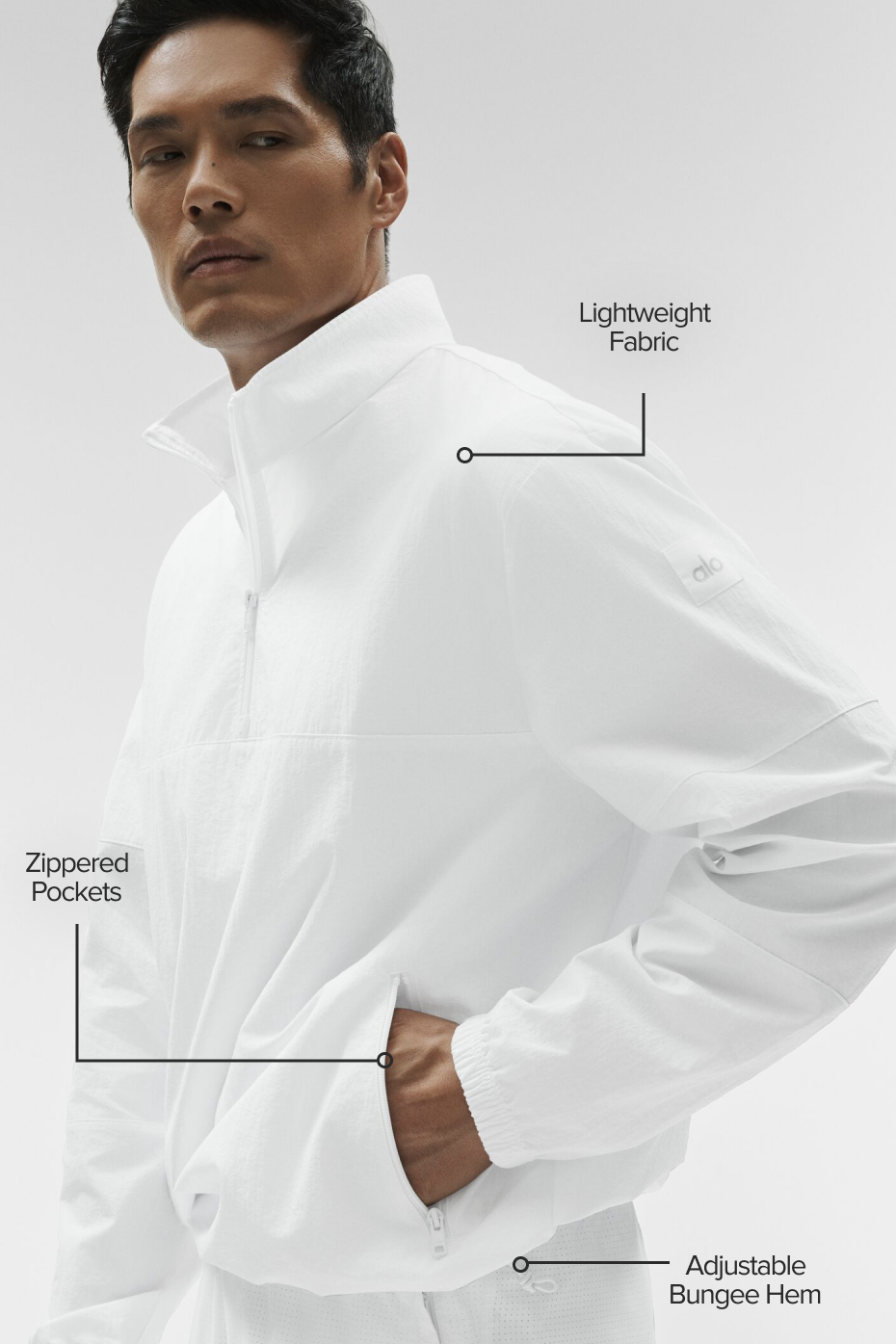 Light Weight Takeaway Track Pullover - White