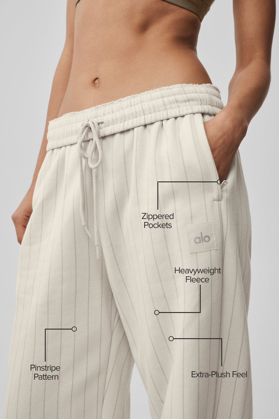 Pinstripe Straight Leg Sweatpant - Bone Pinstripe