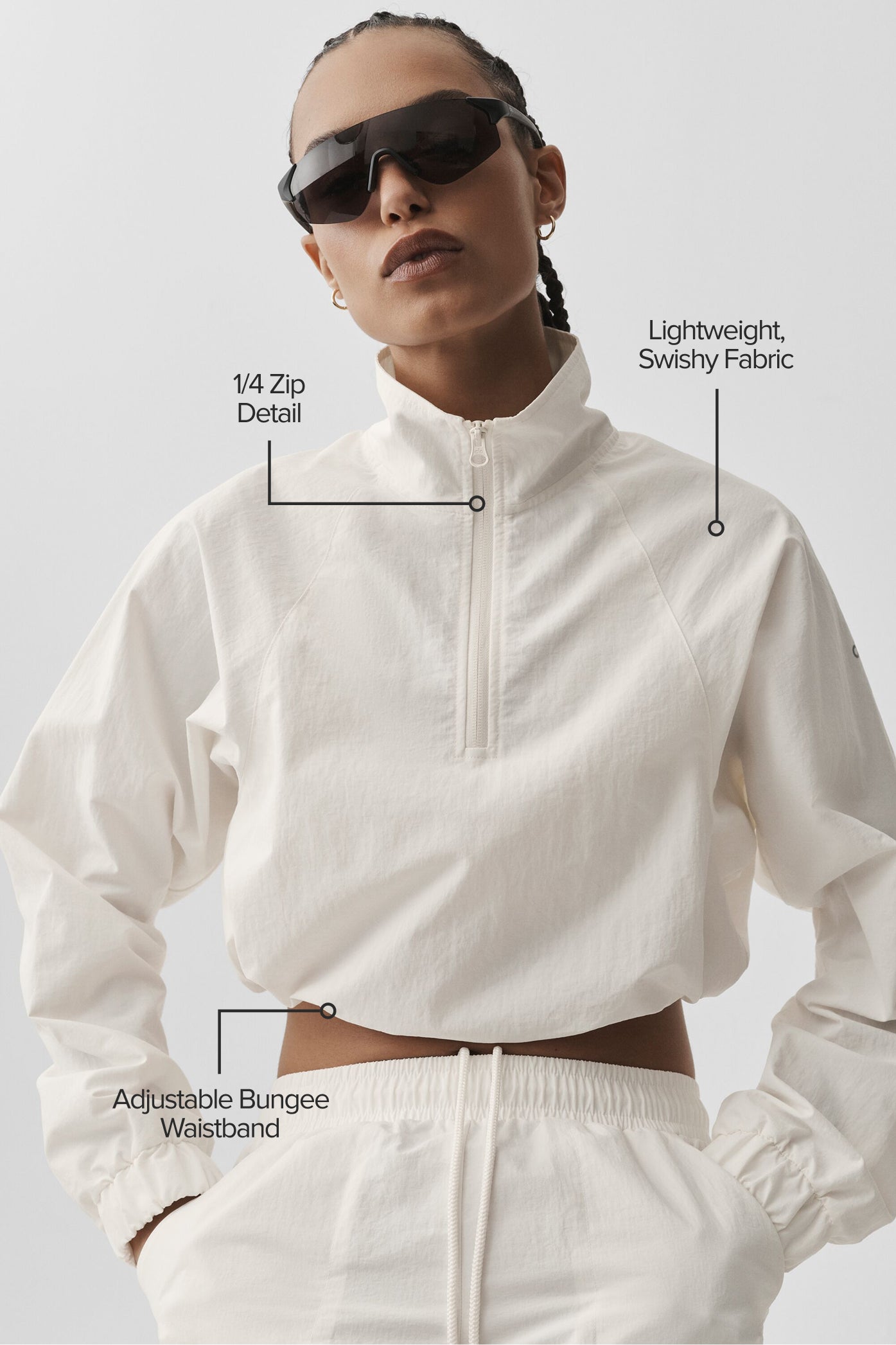 Cropped 1/4 Zip Alumni Pullover - Ivory