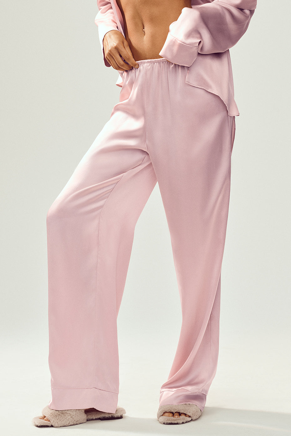 Silk Luminous Pant (Long) - Pink Champagne