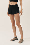 Silk Cashmere Mid-Rise Heatwave Short - Black